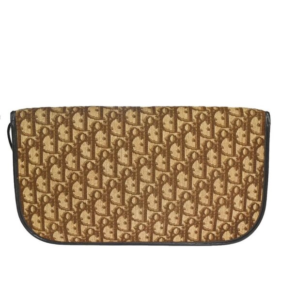 CHRISTIAN DIOR Trotter Pattern 2way Clutch Hand Bag Canvas Leather Brown 33EF008 - Picture 3 of 16